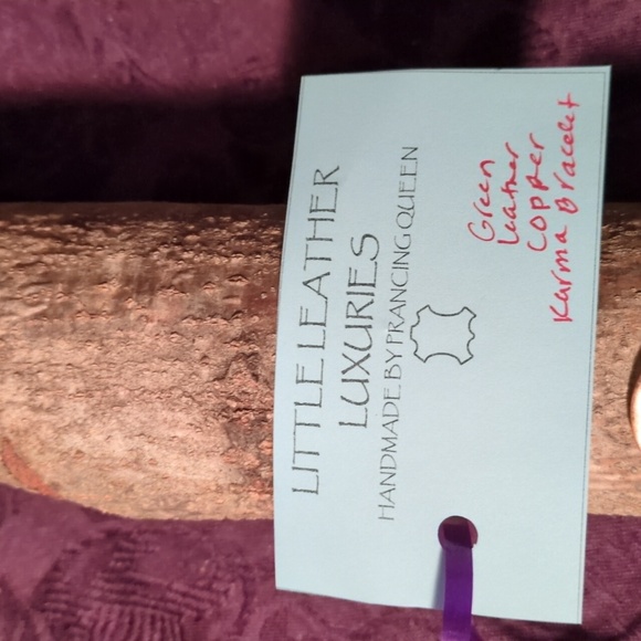 NEW! Handmade Genuine Leather Copper Karma Circle Bracelet Green - Picture 2 of 8